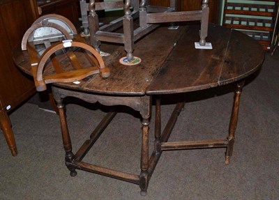 Lot 461 - 18th century oak gateleg table (some repairs) and a stick/umbrella stand