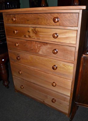 Lot 463 - A modern Wych elm chest of drawers, with six graduating drawers, turned handles, 108cm by...