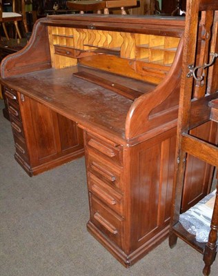 Lot 469 - Oak tambour front desk