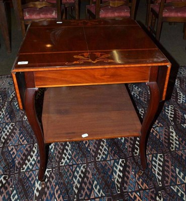 Lot 481 - An Art Nouveau inlaid mahogany drop-leaf two tier occasional table