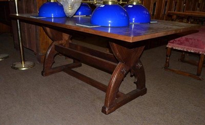 Lot 482 - A Ripon Cathedral oak refectory table bearing plaque 'Ripon Cathedral Refectory Table Number 4 Part