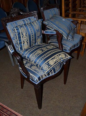 Lot 502 - Two upholstered armchairs and four cushions