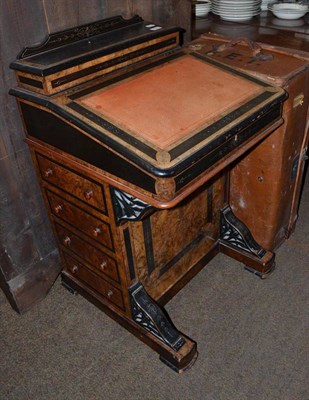 Lot 553 - Victorian figured walnut and ebony davenport