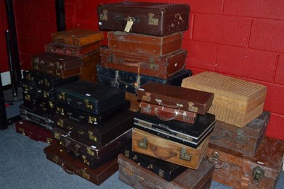 Lot 671 - Thirty two suitcases, briefcases, Masonic cases etc