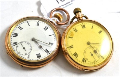 Lot 16 - A 9ct gold open faced pocket watch and a gold plated pocket watch (2)