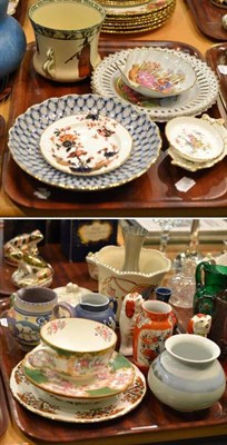 Lot 57 - A quantity of decorative ceramics, a pair of Staffordshire dogs, Moorcroft vase (a.f.) etc