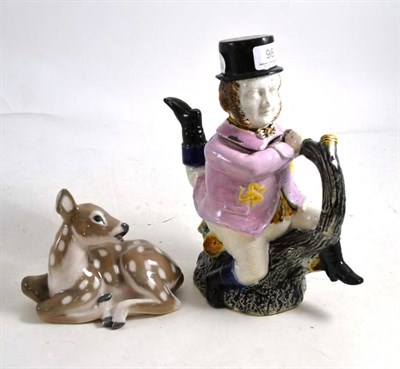Lot 98 - A Royal Copenhagen deer and a Manx man teapot