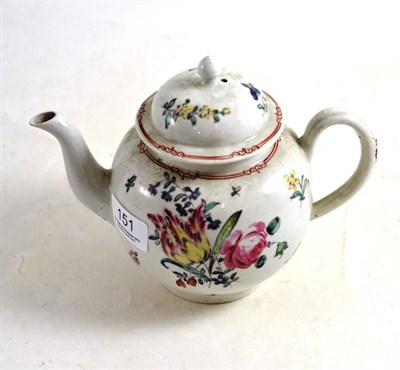 Lot 151 - A floral Liverpool teapot