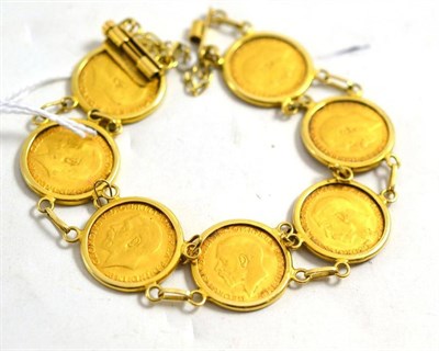 Lot 176 - A gold coin bracelet, tested as 21ct