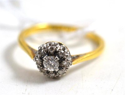 Lot 183 - A diamond cluster ring, stamped '18CT PLAT', total estimated diamond weight 0.20 carat...