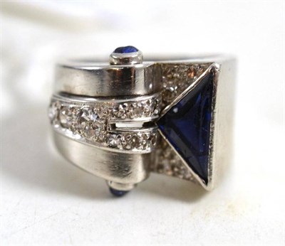 Lot 193 - An Art Deco sapphire and diamond ring