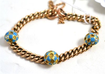 Lot 199 - A 9ct gold and enamel bracelet