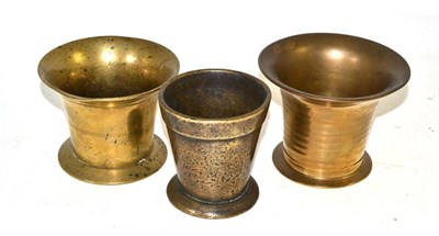 Lot 242 - Three antique bronze mortars