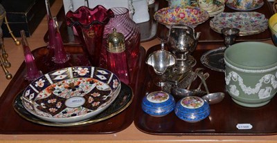 Lot 256 - Quantity of plated wares, cranberry glass, china etc