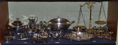 Lot 277 - Cased set of six silver teaspoons, plated breakfast dish, a quantity of plated ware, S Morden &...