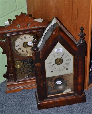 Lot 279 - Two American alarm mantel timepieces