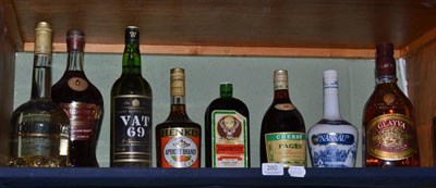 Lot 280 - A Christmas parcel of spirits including a litre of Scotch, Jaegermeister, litre of Glayva,...