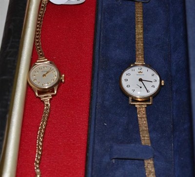 Lot 302 - Two lady's 9ct gold wristwatches signed Marvin and Vertex