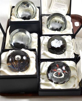 Lot 332 - Six Caithness glass paperweights boxed with certificates; (1980) Nativity Edition No 123,...