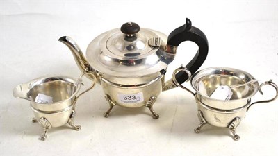 Lot 333 - Silver three piece tea service