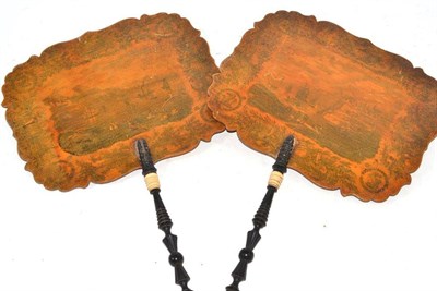 Lot 351 - A pair of Regency Mauchline ware face screens