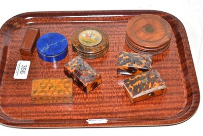 Lot 356 - Three tortoiseshell boxes, miniature dominoes and four other boxes