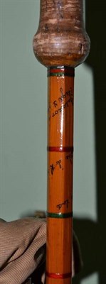 Lot 373 - Two split cane fly rods:- Hardy 3pce 'L.R.H Greased Line Rod', serial number E48791, with agate...