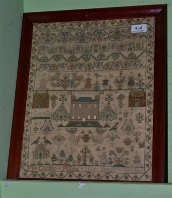 Lot 434 - A framed sampler dated 1821