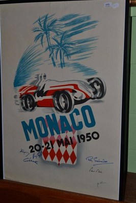 Lot 449 - Lithograph 1950 Monaco poster with five signatures