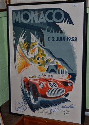 Lot 451 - Lithograph Monaco 1952 poster with seven signatures