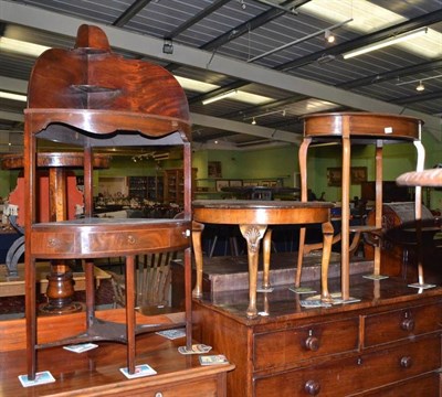 Lot 490 - A George III mahogany corner washstand and two occasional tables