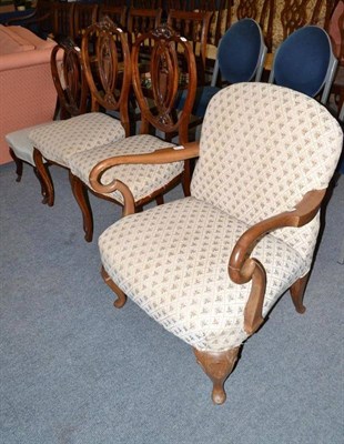 Lot 511 - Pair of Edwardian upholstered chairs, a nursing chair and an upholstered armchair