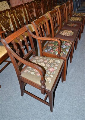 Lot 512 - A set of five Regency dining chairs with drop in seats and a matching carver