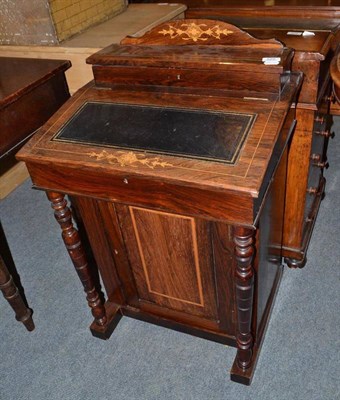 Lot 528 - An Edwardian inlaid rosewood davenport