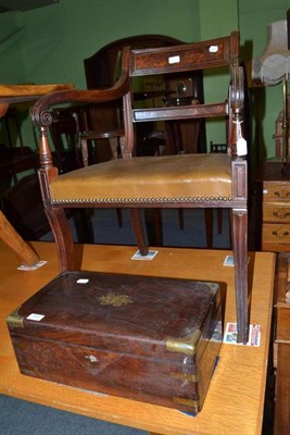 Lot 534 - Hall chair and a writing slope with key (a.f.)