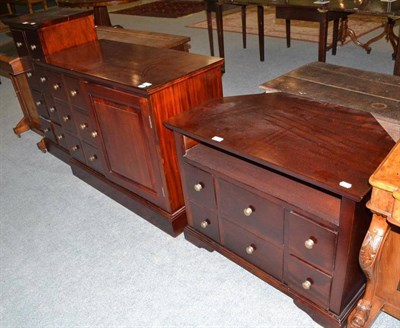 Lot 538 - Two hardwood audio cabinets and multi drawer chest