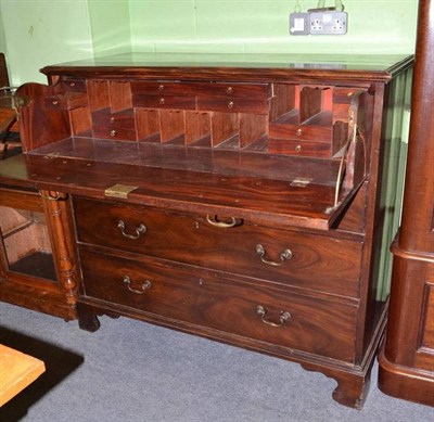 Lot 555 - George III mahogany secretaire chest