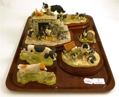 Lot 1 - A collection of six Border Fine Arts figure groups of dogs including; 'Wait For Me', model No. SOC6