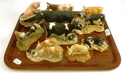 Lot 3 - A collection of ten Border Fine Arts figure groups including; 'Hog Wash', model No. JH56B by...