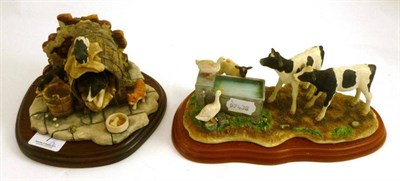 Lot 7 - Two Border Fine Arts groups; 'Let Sleeping Dogs Lie', model No. JH36 by David Walton, on wood base