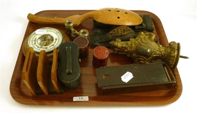 Lot 15 - Collectables including two pairs of opera glasses, dominoes, boxed Isle of Man medicine...