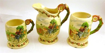 Lot 42 - A Crown Devon Fieldings musical mug `Daisy Bell', a similar jug and mug lacking musical...