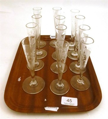 Lot 45 - Set of twelve engraved shot glasses