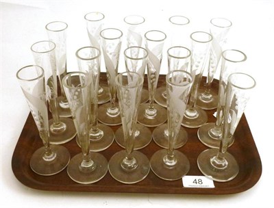 Lot 48 - Set of eighteen engraved shot glasses