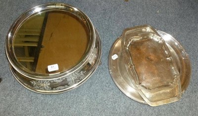 Lot 61 - Silver plated table centre and four silver plated salvers