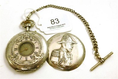Lot 83 - A half hunter pocket watch depicting George V inscribed 'Our Sailor King', case stamped '925'