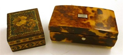 Lot 103 - A tortoiseshell box and a Tunbridgeware box