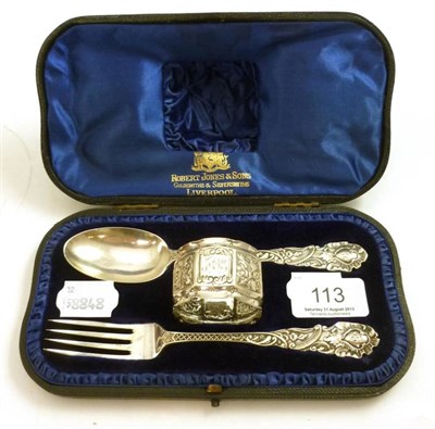 Lot 113 - A cased silver christening set