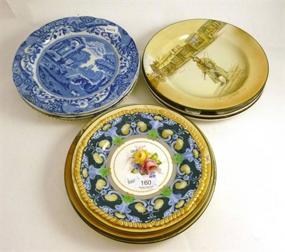 Lot 160 - A Royal Crown Derby cabinet plate, eight various Royal Doulton Seriesware plates and five other...