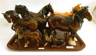 Lot 161 - A collection of eight Beswick horses including shires, foals etc